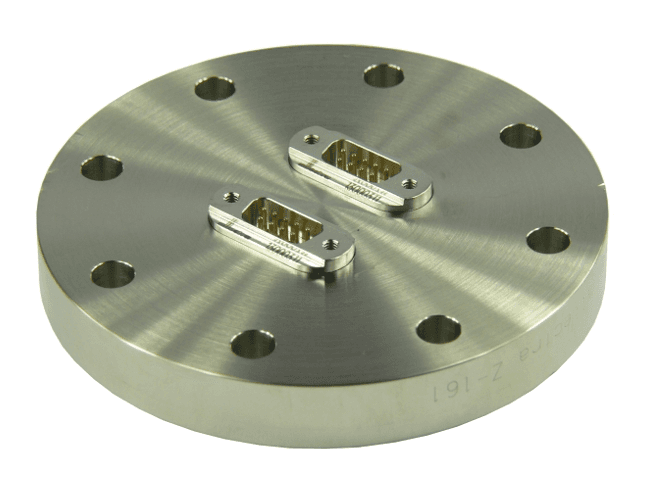 DN63CF FLANGE, 2 x SUB-D 9-WAY FEEDTHROUGHS, UHV