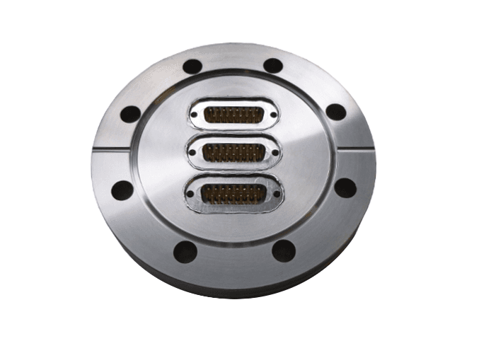 DN63CF FLANGE, 3 x SUB-D 15-WAY FEEDTHROUGHS, UHV