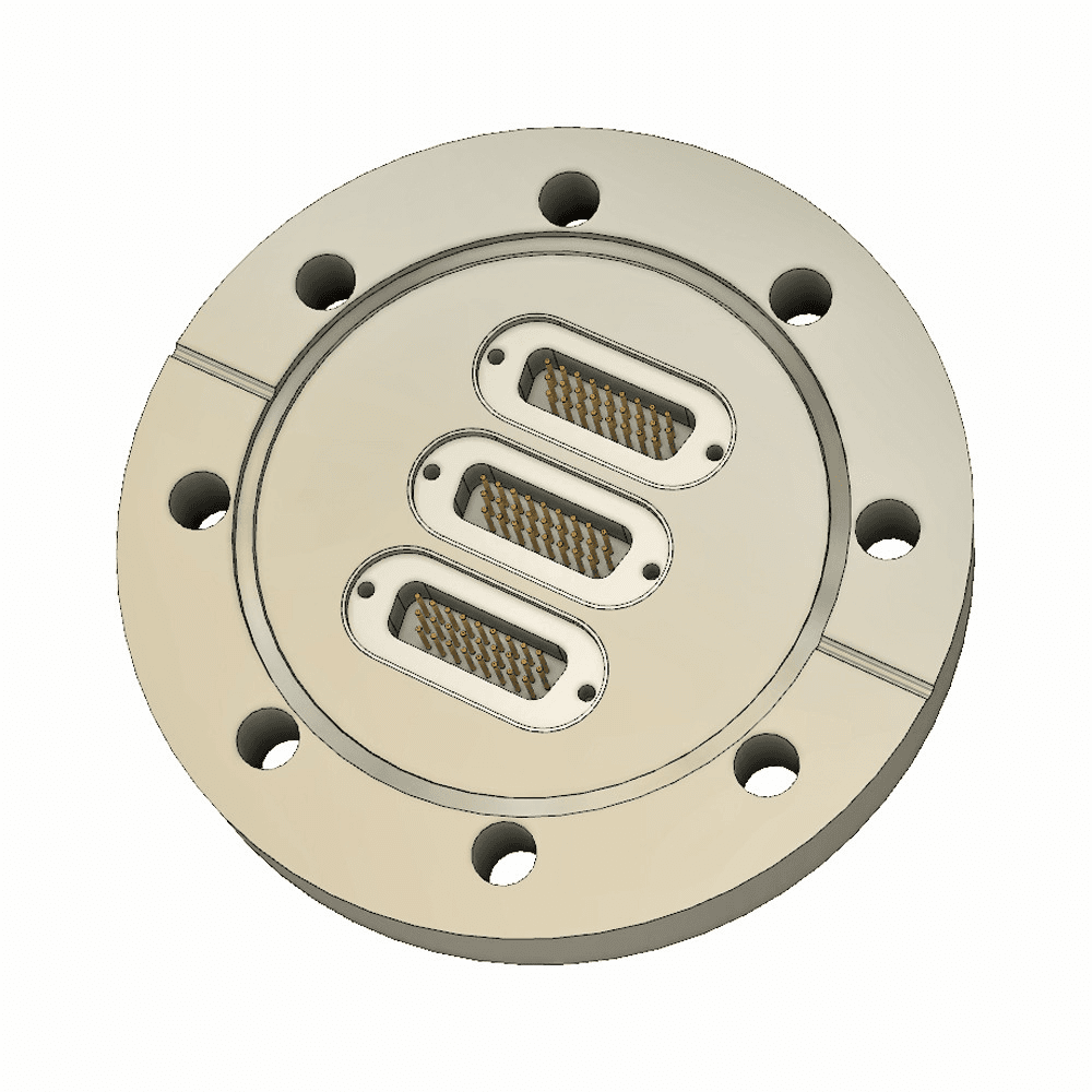 DN63CF FLANGE, 3 x SUB-D 26-WAY HIGH DENSITY FEEDTHROUGHS