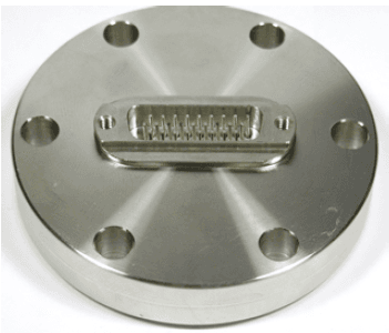 DN100CF FLANGE, 2 x SUB-D 78-WAY HIGH DENSITY FEEDTHROUGHS