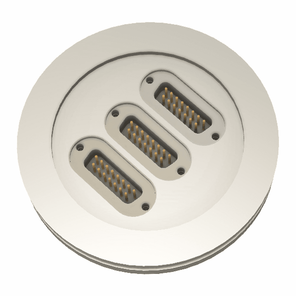 DN63ISO-K FLANGE, 3 x SUB-D 15-WAY FEEDTHROUGHS