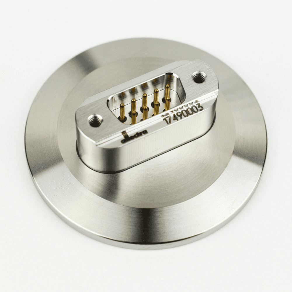 DN40KF FLANGE, SUB-D 9-WAY FEEDTHROUGH, UHV, HIGH CURRENT, 10A